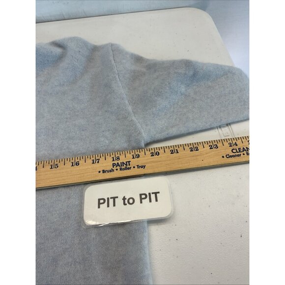 Naadam Women's light blue cold shoulder Cashmere Sweater mock neck - Picture 7 of 11